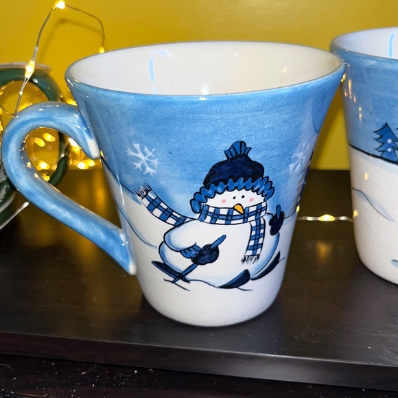 Set of 4 Hidden Valley Hand Painted Cambridge Potteries collection snowmen mugs - Picture 7 of 12